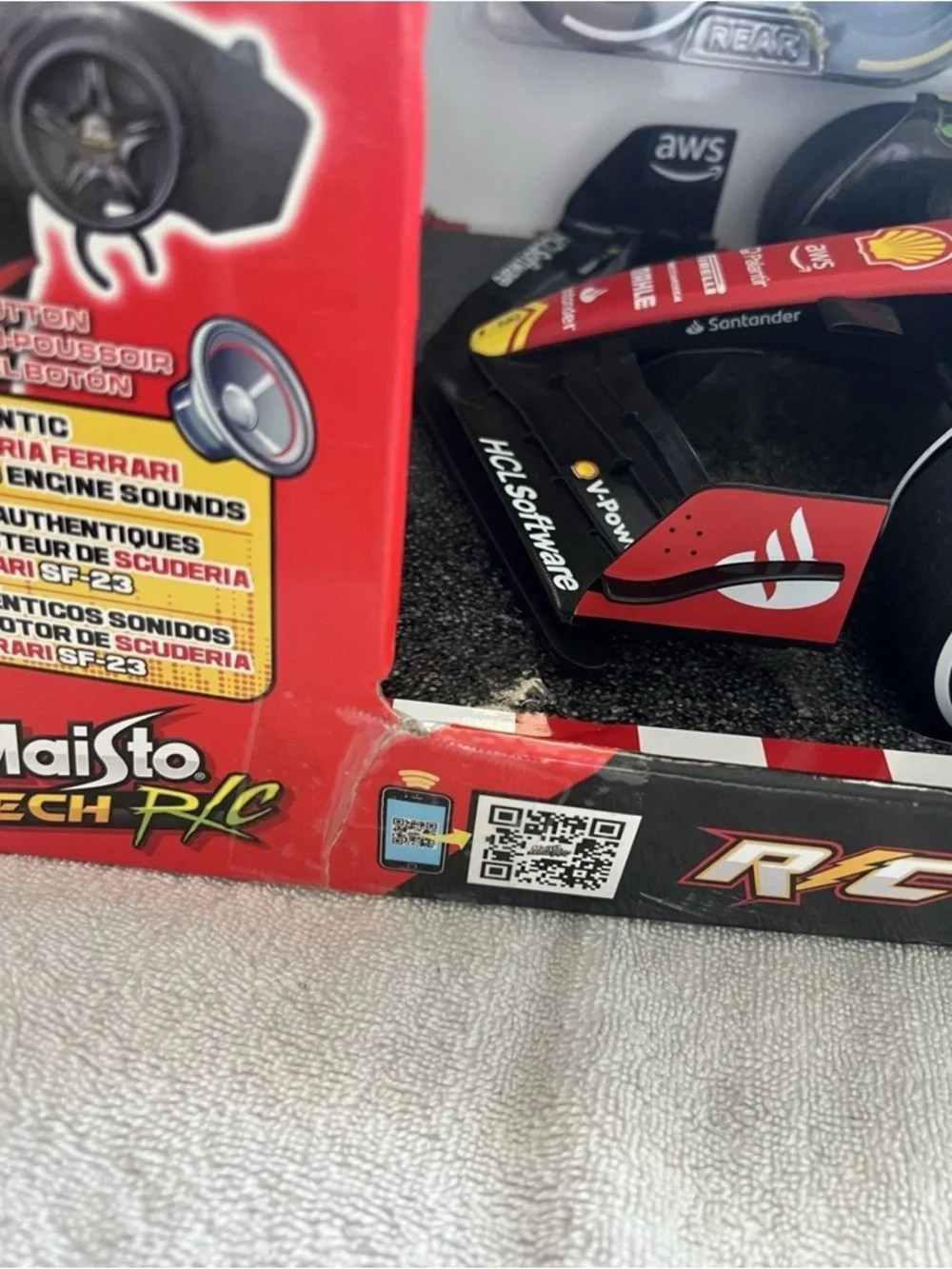 MAISTO  1/10 Ferrari Red and Yellow Formula Racing Car Toy Authentic Sound
